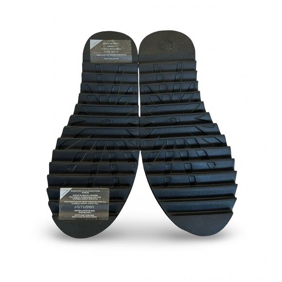 UGG Nita Platform Slippers Genuine Shearling Womens Size 7 Black Suede - Picture 5 of 6